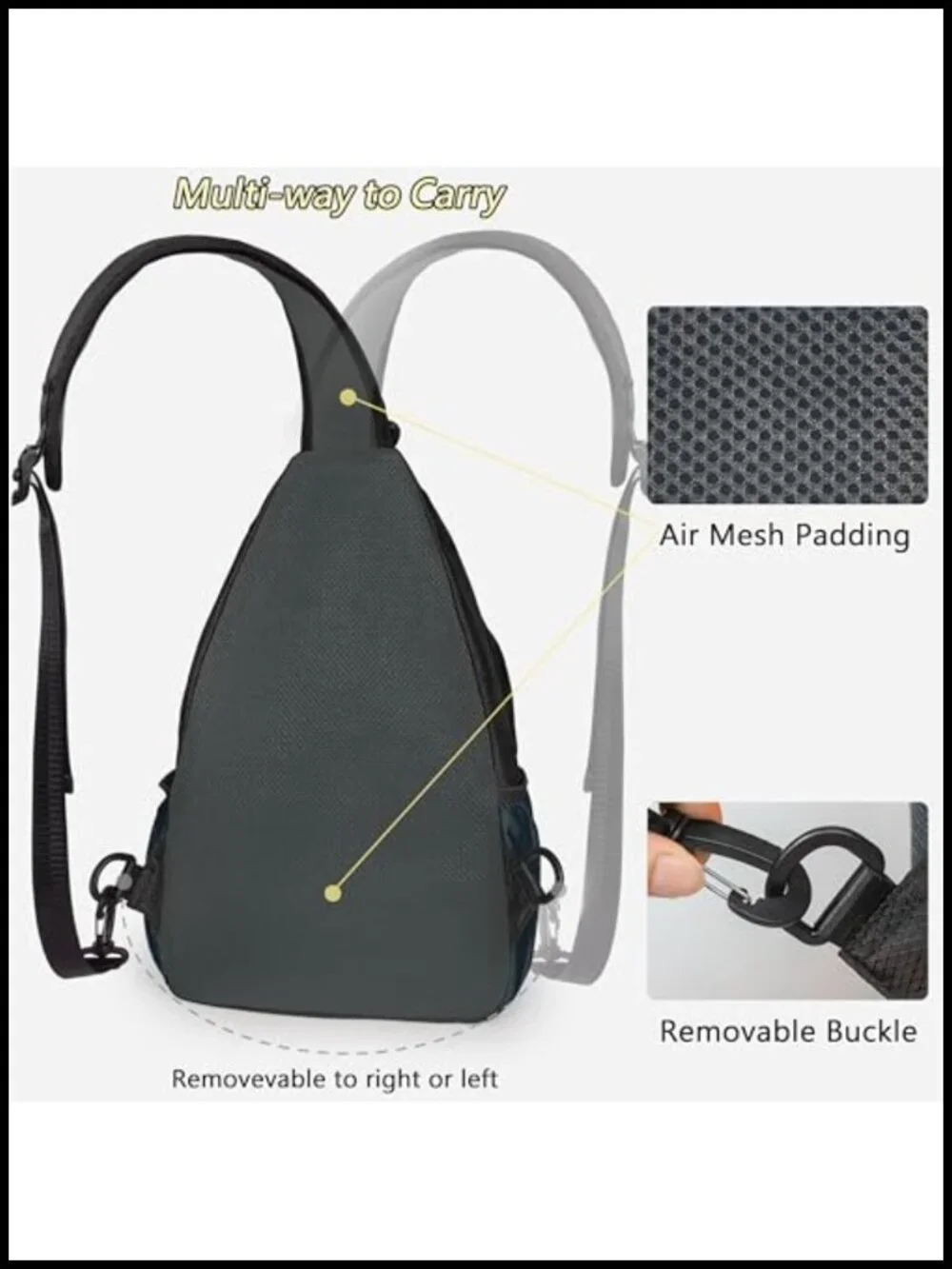Lightweight Pickleball Sling Backpack with Multi-Pocket Crossbody Gym Travel Bag